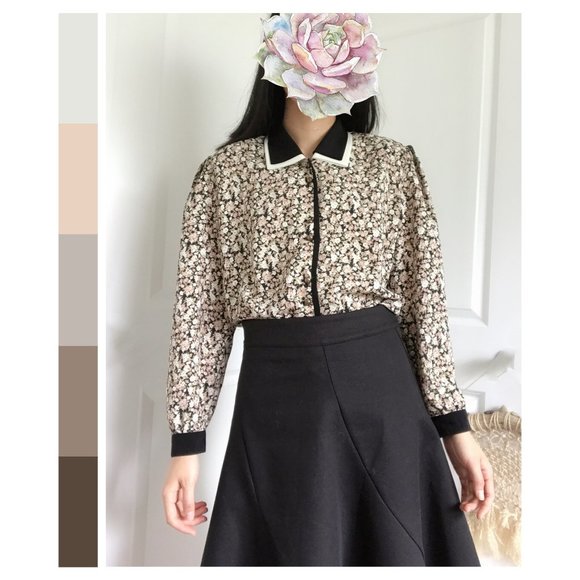 ✨CLEARANCE✨Vintage 80s Shoulder Pads Floral Blouse - Picture 3 of 5